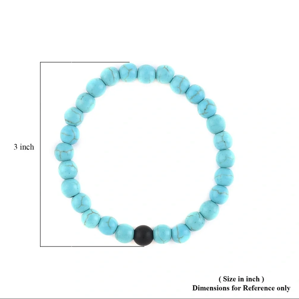 Turquoise, Lava, and Box Chain Stretch Bracelet (3) Piece Set